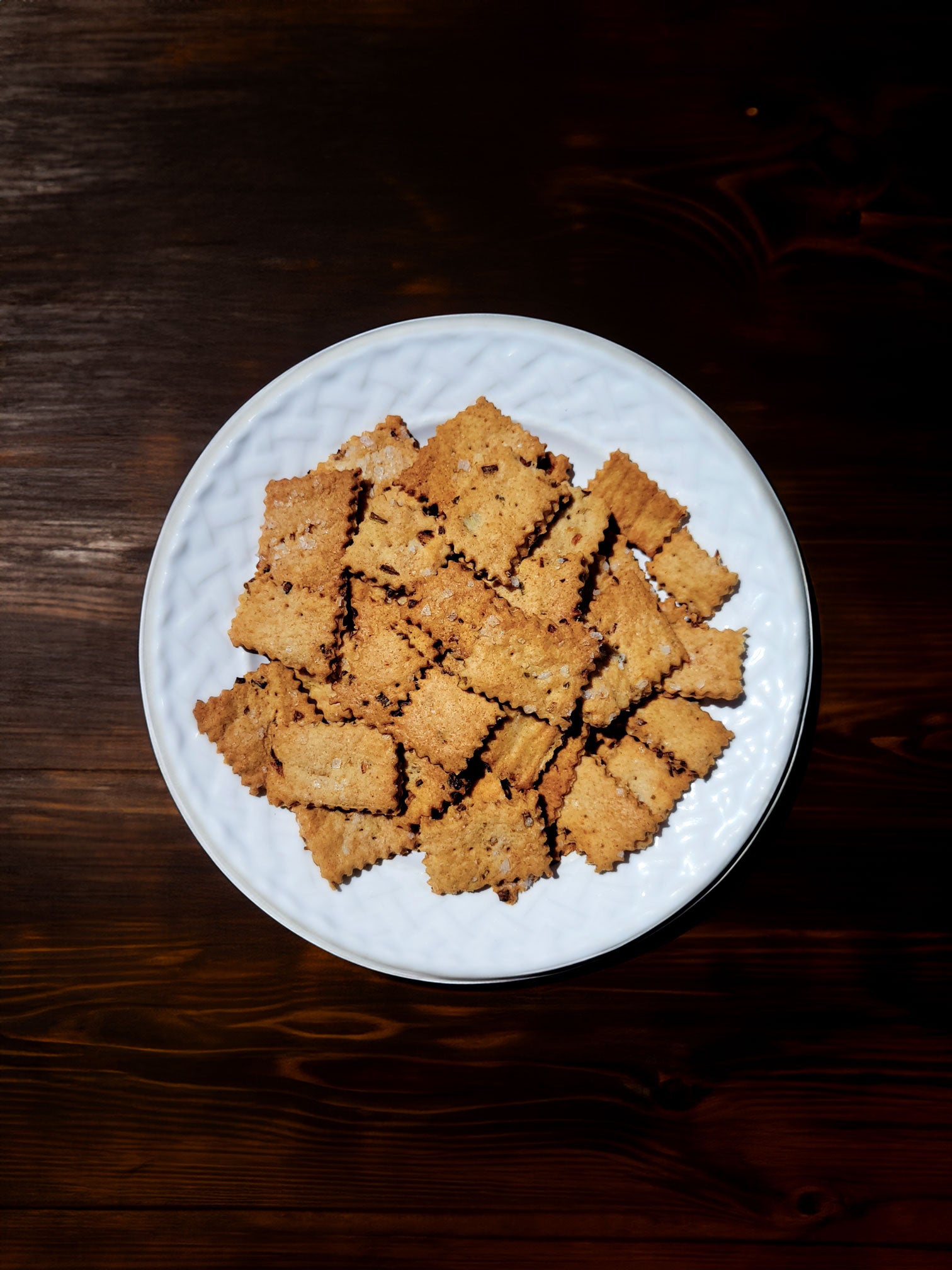 Chinese Mom Kitchen Sourdough Scallion Crackers on a plate